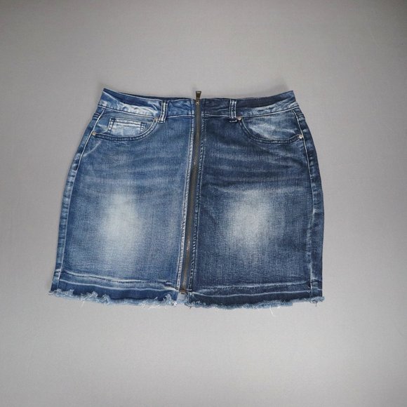 Distressed Denim Jean Skirt - Picture 1 of 3